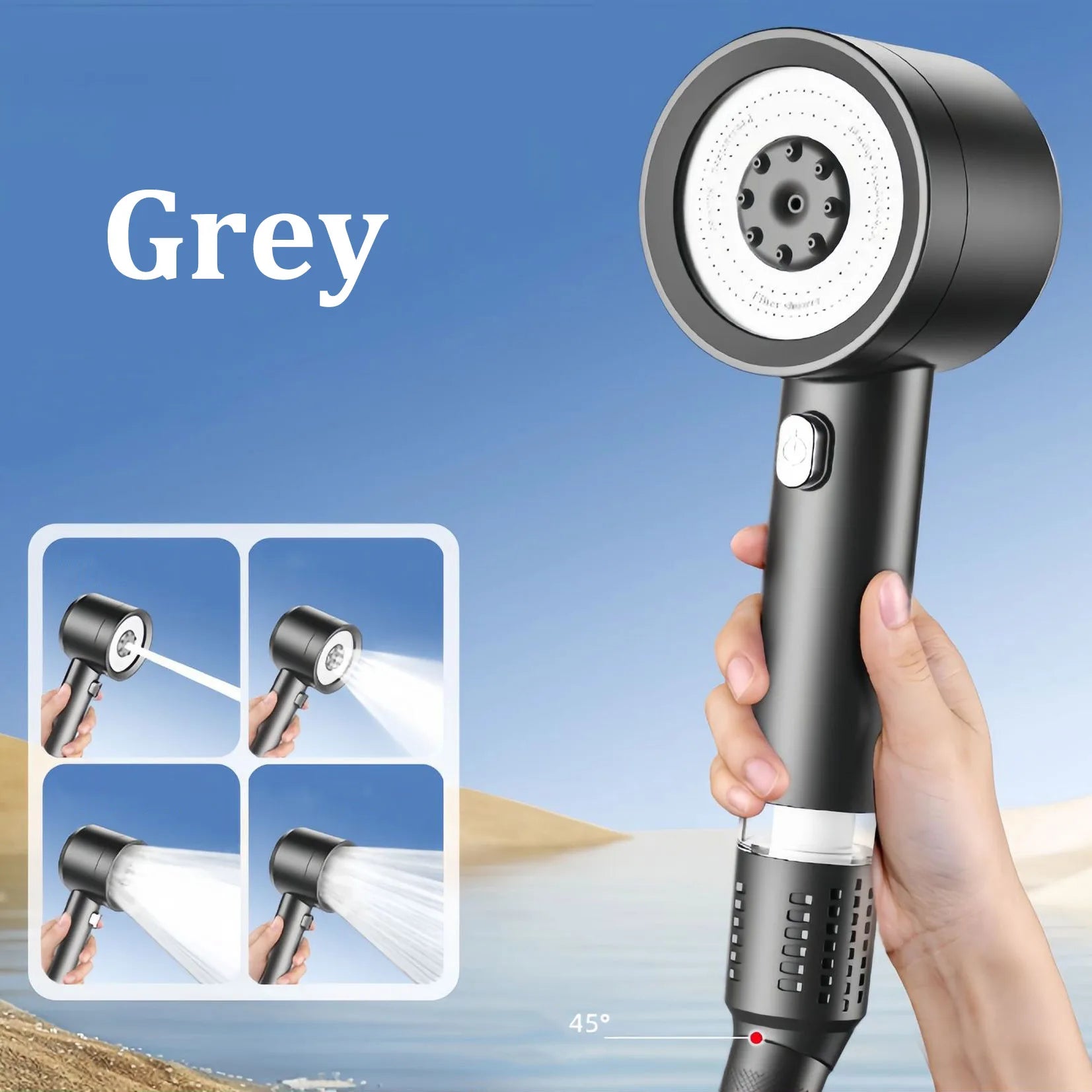 4-Mode Pressurized Filter Shower Head | Water Purification