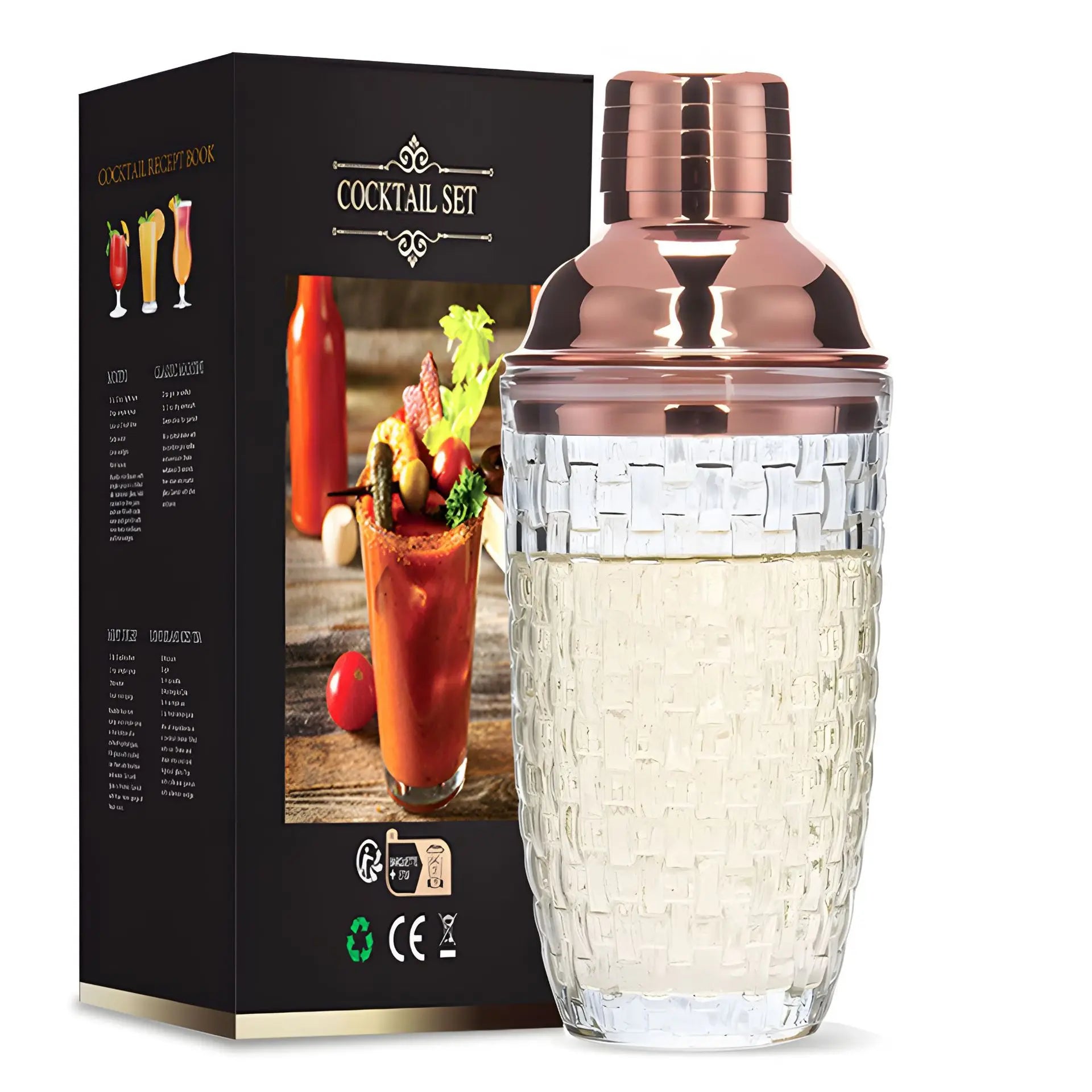 400ML Transparent Resin Shaker Cup, Milk Tea Accessories, Cocktail Shaker, Mixing Cup, Perfect for Whiskey and Other Beverages Oasis Select Rose-gold