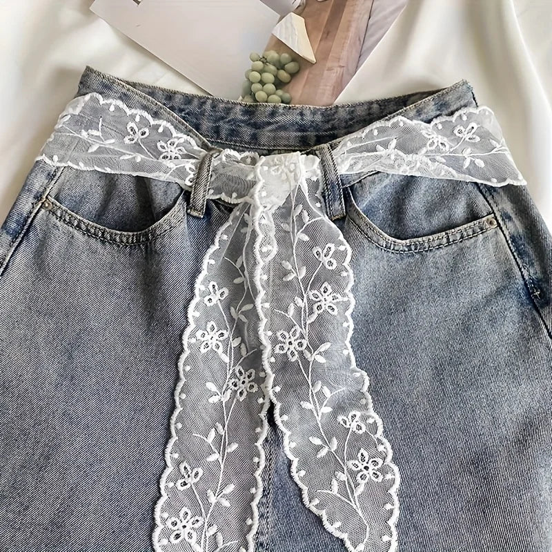 1pc Vintage Style Lace Scarf Belt Headband – Elegant Long Ribbon with Floral Design, Machine Washable, Suitable for Weddings Oasis Select