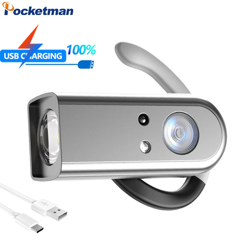 Portable Lightweight Smart Motion Sensor LED Headlamp USB Rechargeable Headlight Induction Head Front Flashlight Waterproof Oasis Select