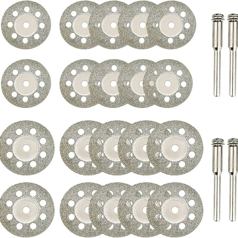 12pcs 22mm Diamond Cutting Disc 3mm Grinding Wheel Mandrel for Metal Cutting Rotary Tool Electric Grinder Parts Oasis Select