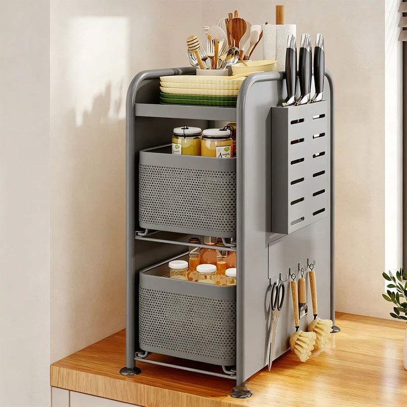 Kitchen seasoning rack Narrow slot seasoning tank Storage rack Side magnetic hanger Pull-out countertop storage cabinet Oasis Select