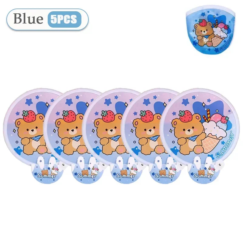 1-20PCS Mini Handheld Folding Fan with Handle Cute Portable Chinese Style Summer Cooling Gift for Travel Outdoor Party Essential Oasis Select Blue-5PCS