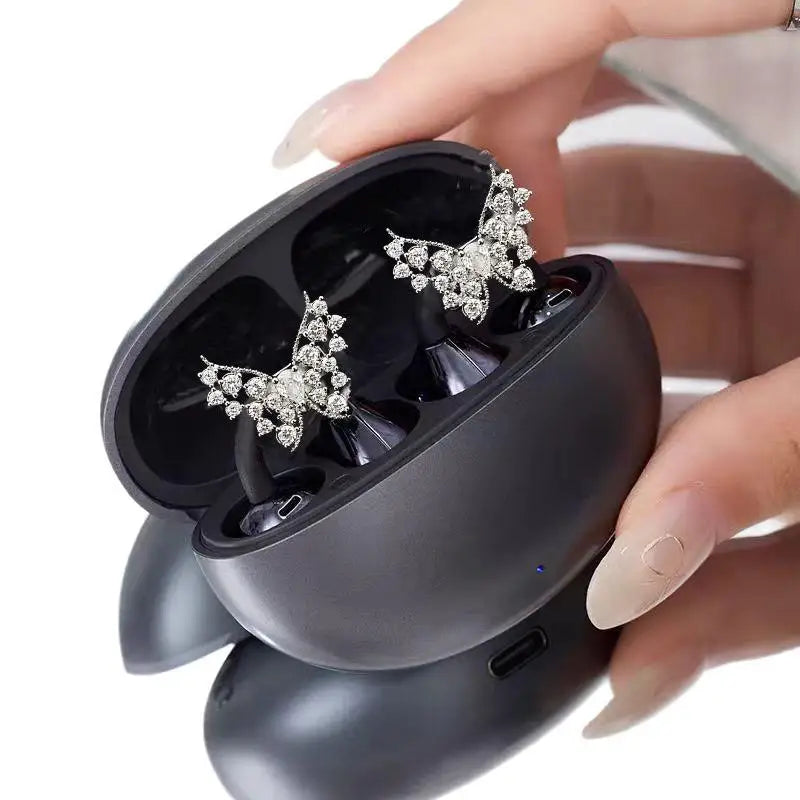 Sparkly Rhinestone Zircon Butterfly Earbud Accessory 1Pc Glitter Bling Decor for Wireless Earbuds Prom Party Outfit Accessory Oasis Select