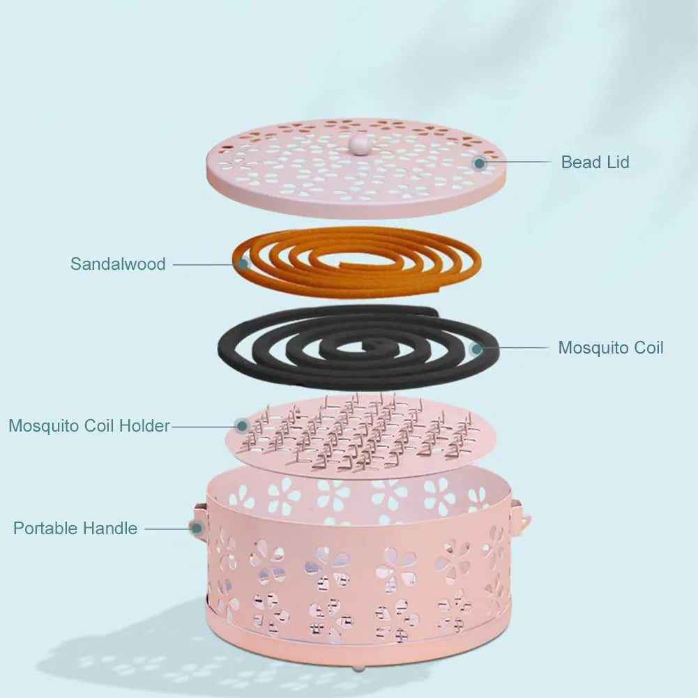 Metal Mosquito Coil Holder with Lid & Handle | Outdoor Camping Mosquito Coil Holder Oasis Select