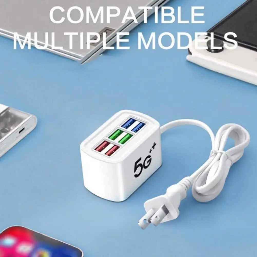 6-port USB Power Strip Charger Desktop Charging Station Portable Travel USB Charging Socket Adapter For IPhone 16 17 For Android Oasis Select