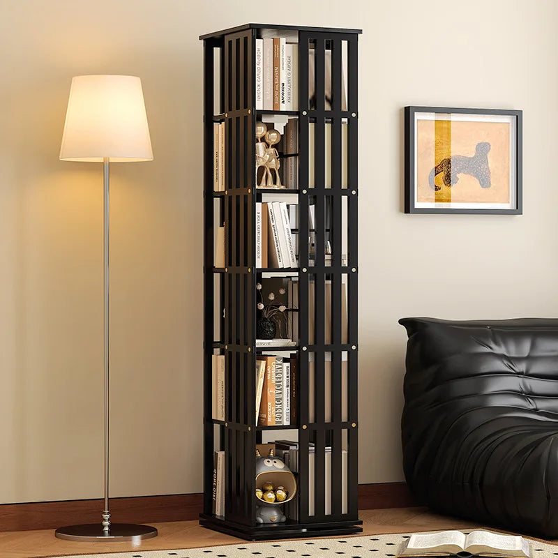 360 ° rotating bookshelf bookcase floor to wall shelf children's simple storage rack toy cabinet simple multi-layer Oasis Select