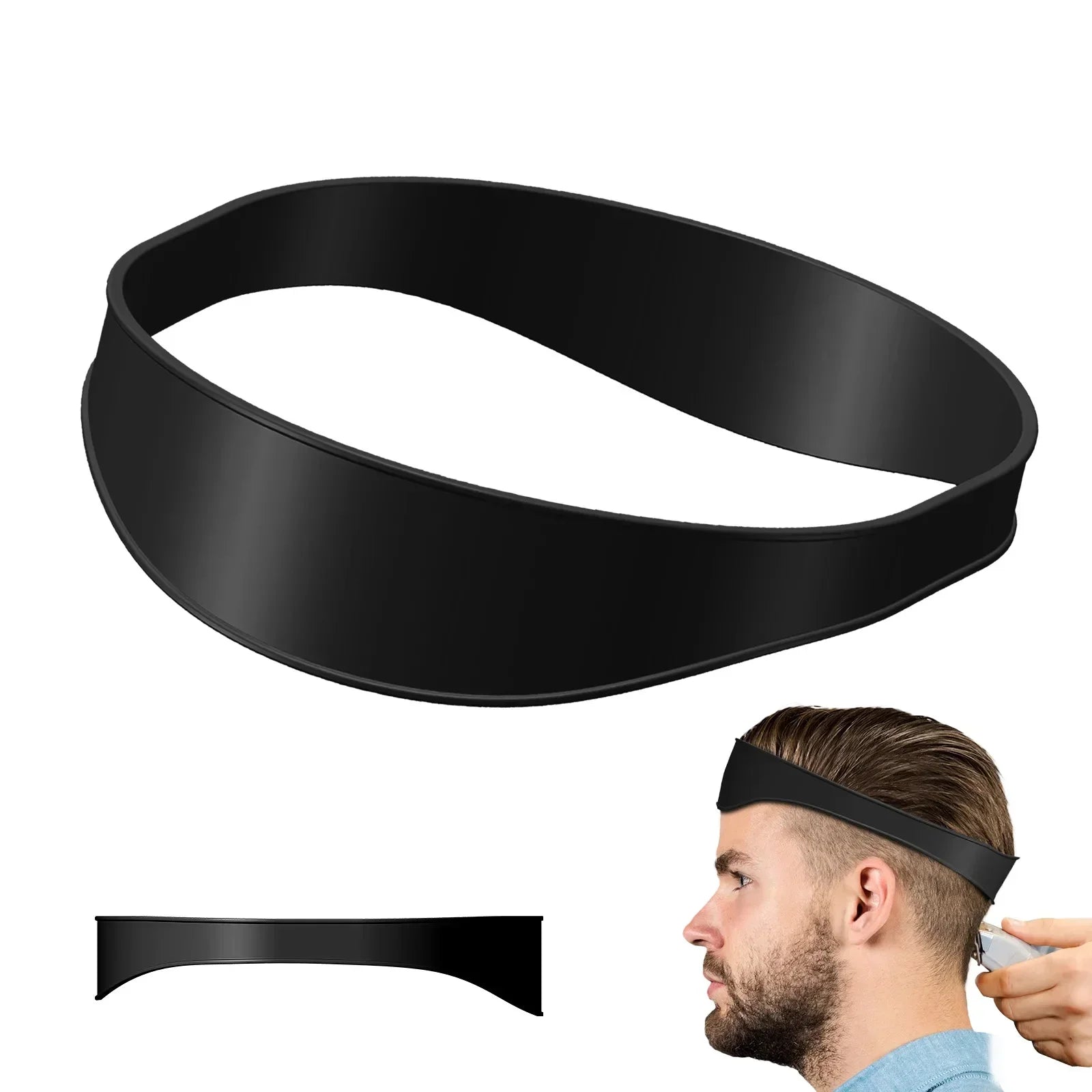 DIY Home Hair Trimming Haircut Curved Headband Silicone Neckline Shaving Template Hair Cutting Guide Barber Hair Styling Tools Oasis Select black