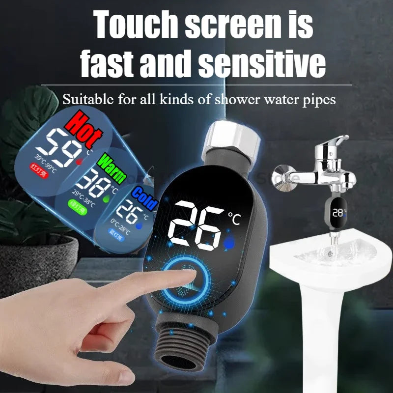 Black Bathroom Led Display 0℃~99℃ Home Water Shower Thermometer Water Accurate Temperature Measurement Meter Bathroom Oasis Select