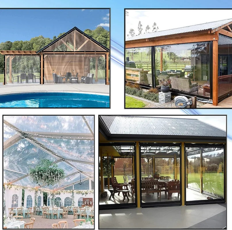2x4m/2m Clear Waterproof Tarp Transparent Poly Tarpaulin Anti Tear Cover with Rustproof Grommets for Patio Garden Chicken Coop Oasis Select