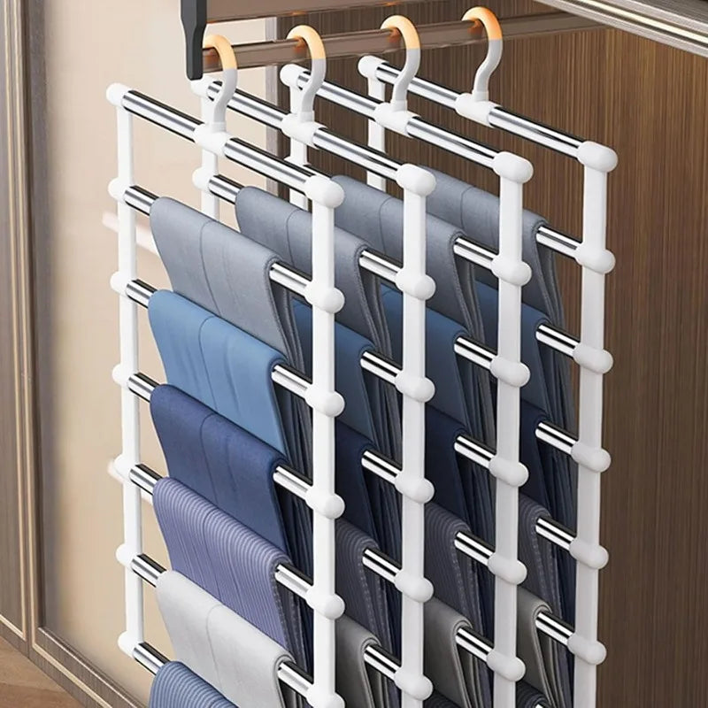 Foldable Pants Hanger Multi Layer Non Slip Clips Space Saving Closet Organizer for Trousers Storage Collapsible Hanging Rack Oasis Select