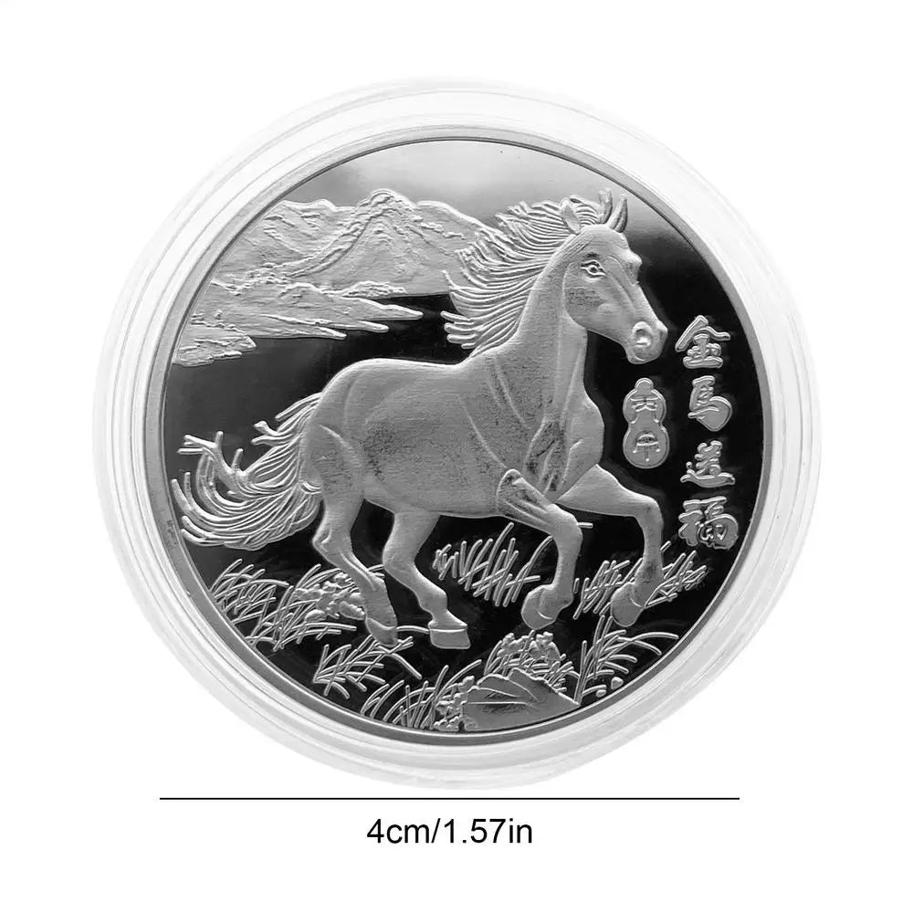 2026 Year of The Horse Commemorative Coin Limited Edition Collectible Coin for Lunar New Year Collector's Gift for Men Women Oasis Select Silver