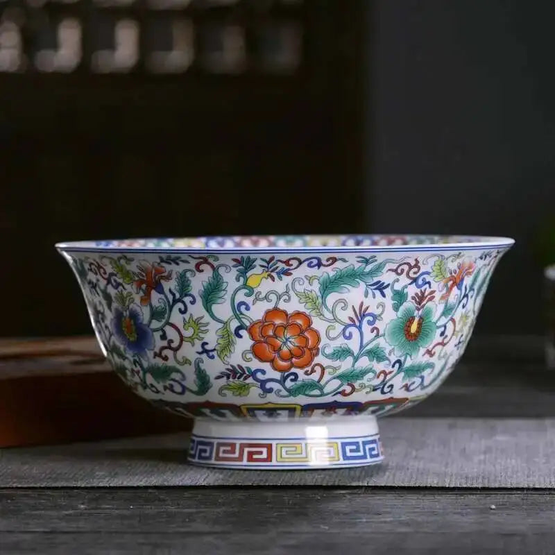 Jingdezhen Ceramic Bone Chinese Rice Porridge Bowl Soup Noodles Antique Bowl Oasis Select 7-inch Kaleidoscope