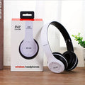 P47 Bluetooth 5.0 Wireless Headphone Foldable HIFI Stereo Bass Earphone Kid Helmet Gift With Mic USB Adaptor For iPhone Game Oasis Select WHITE