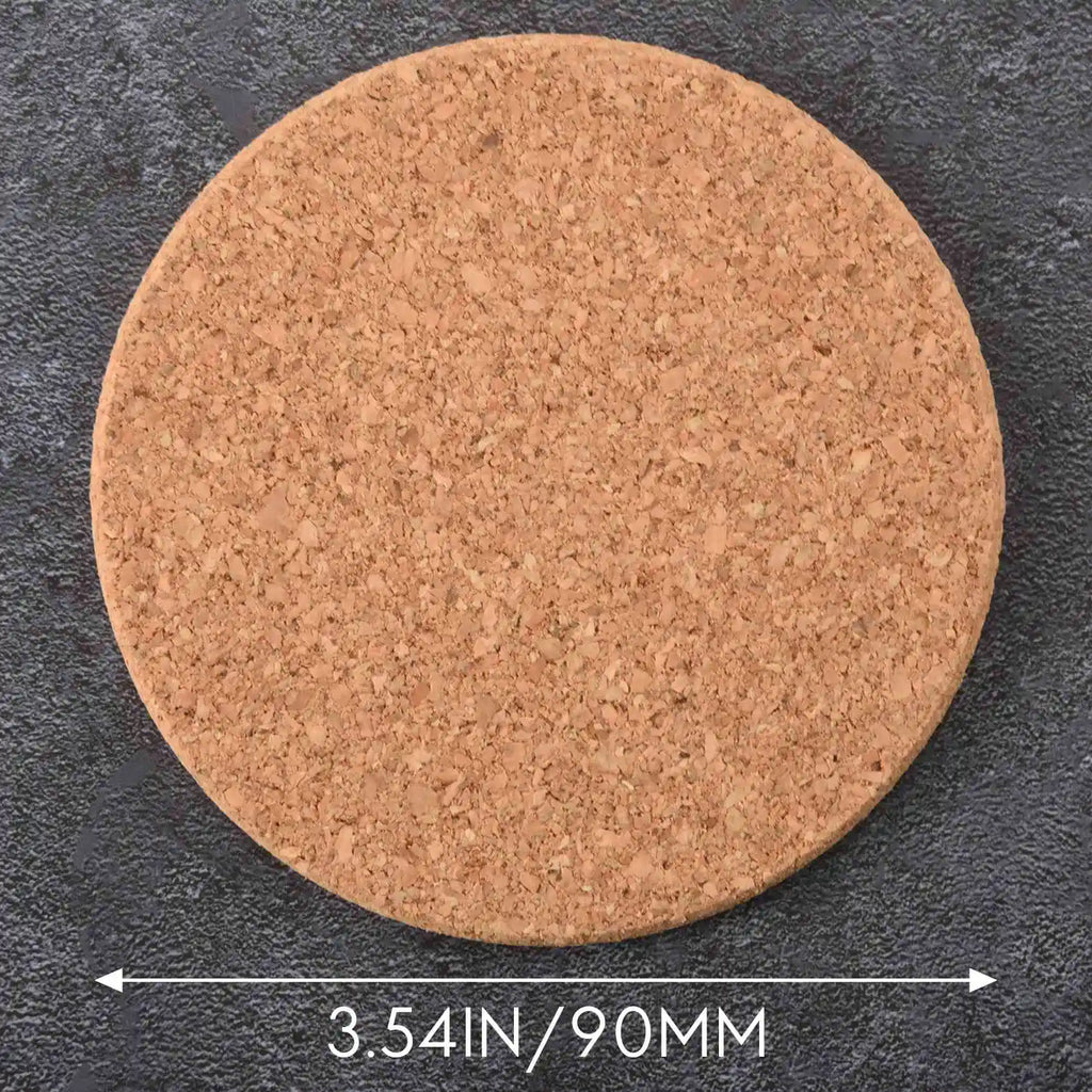 Set of 10 Cork Bar Drink Coasters - Absorbent and Reusable - 90mm, 5mm Thick Oasis Select
