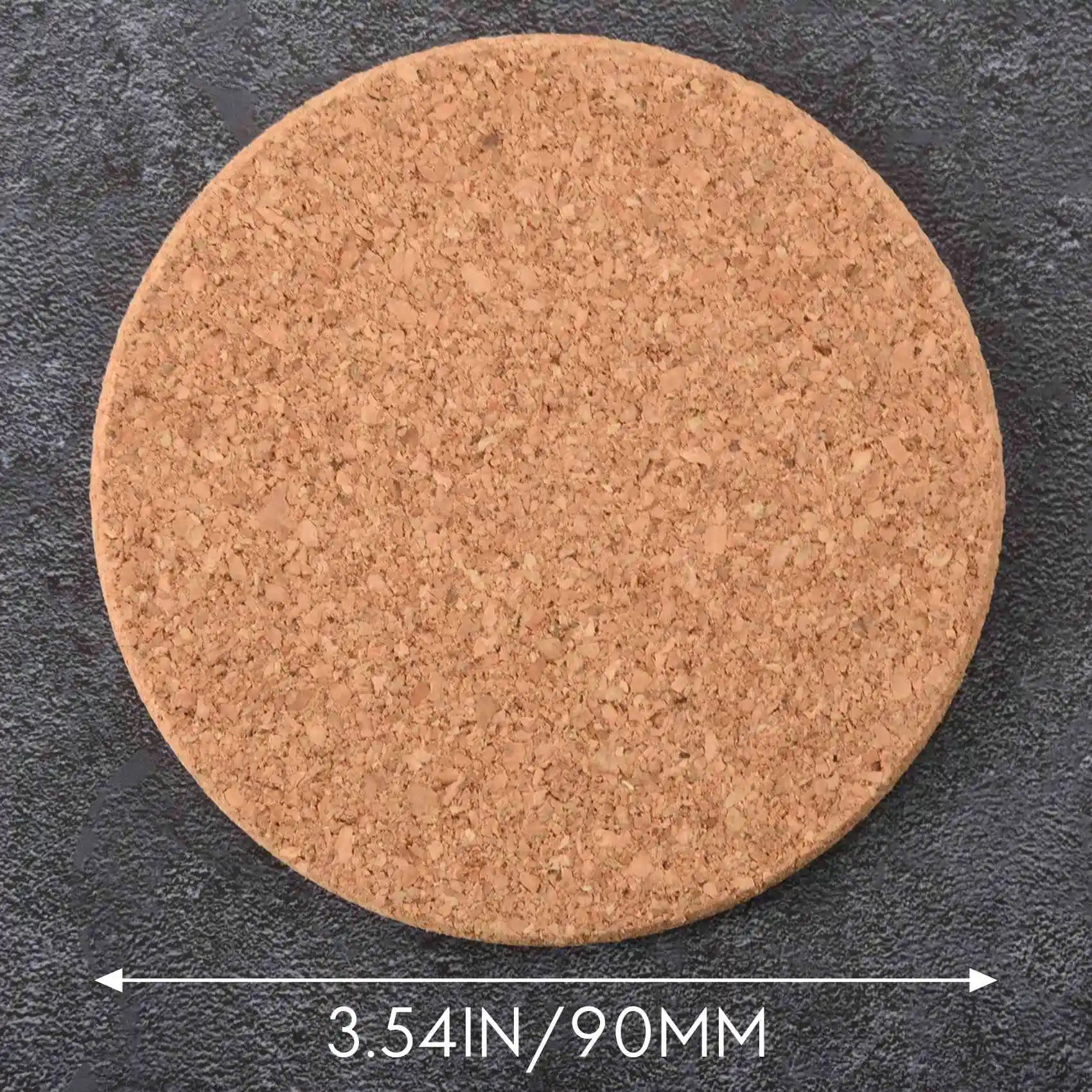 Set of 10 Cork Bar Drink Coasters - Absorbent and Reusable - 90mm, 5mm Thick Oasis Select