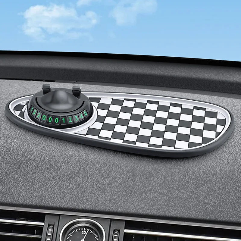 Car Dashboard Anti-Slip Mat Phone Holder & Parking Number Pad