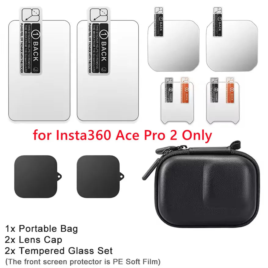 Insta360 Ace Pro 2 Screen Protector, Lens Cap & Storage Bag