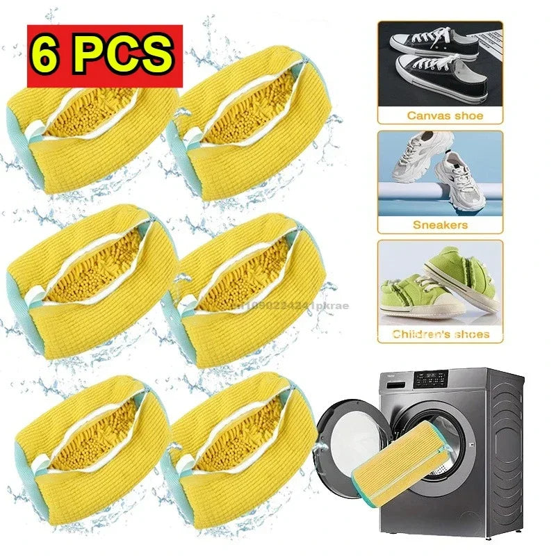 Sneaker Washing Net Bag To Wash Slippers Shoe Laundry Net Washing Machine Bag Slippers Shoes Bags Wash Slippers Washing Shoe Bag Oasis Select 6PCS-yellow