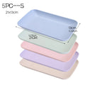5-Piece Wheat Straw Rectangular Plates – Eco Tableware Set Dining Plate Set Oasis Select 8inch S 5PC