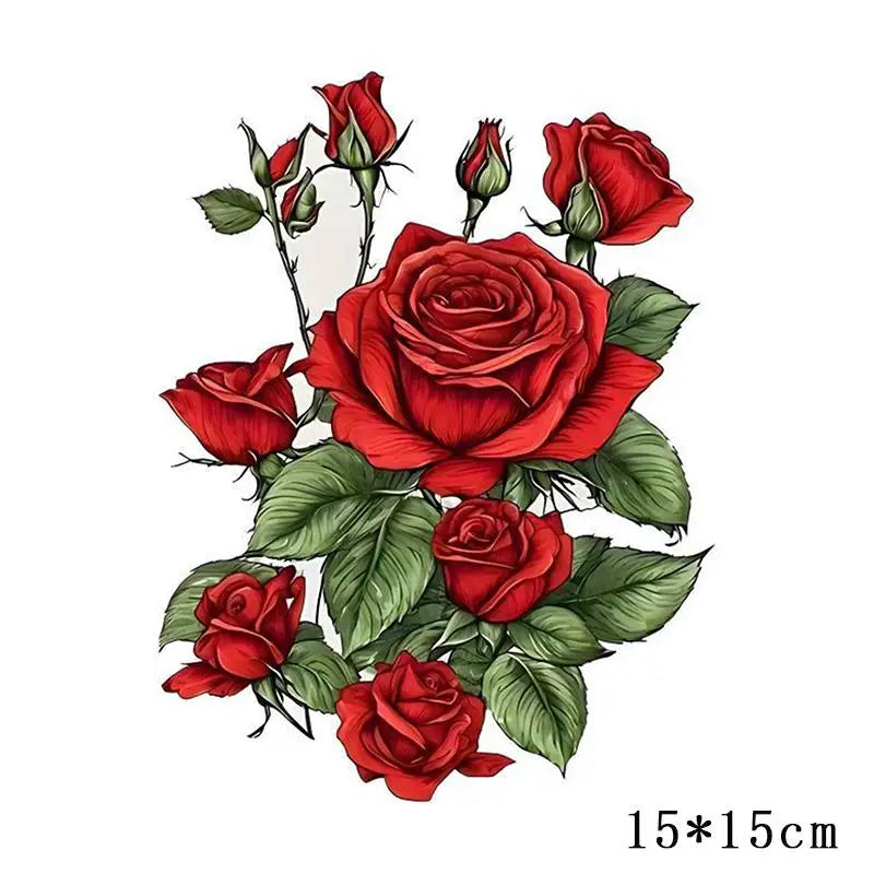 15*15cm Red Rose Romantic Toilet Sticker Bathroom Toilet Decor Living Room Cabinet Refrigerator Home Decoration Decals Oasis Select A4