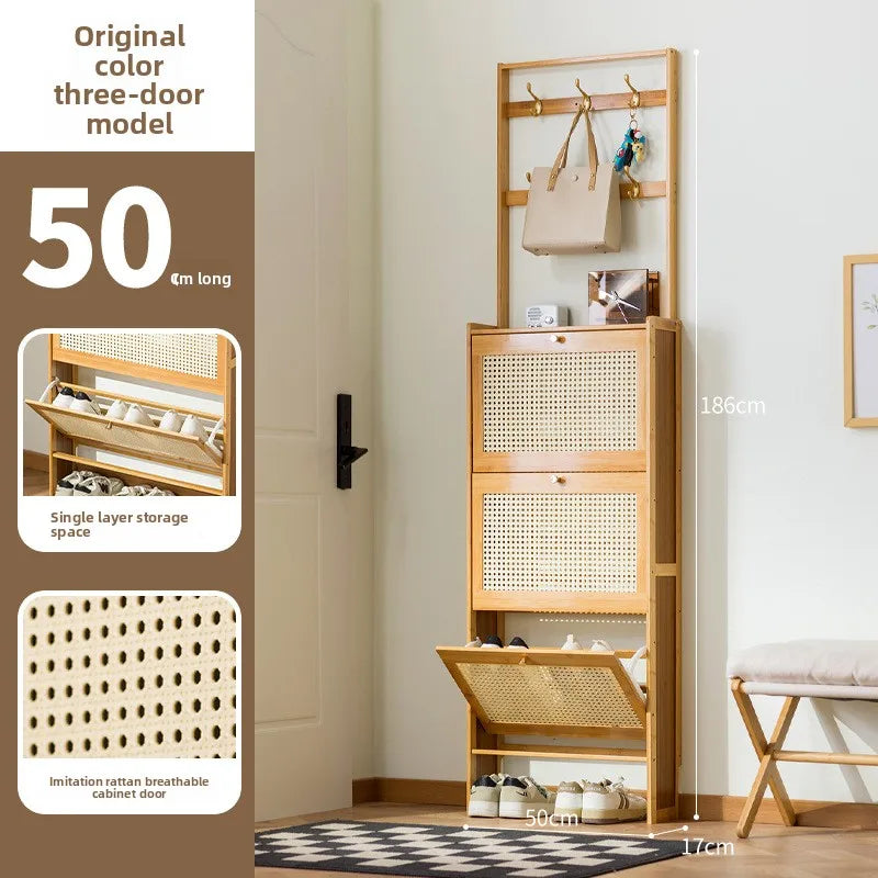 Ultra-thin shoe cabinet household door tipping bucket shoe rack large capacity entrance door entrance storage simple cabinet Oasis Select Primary A-3 door -50