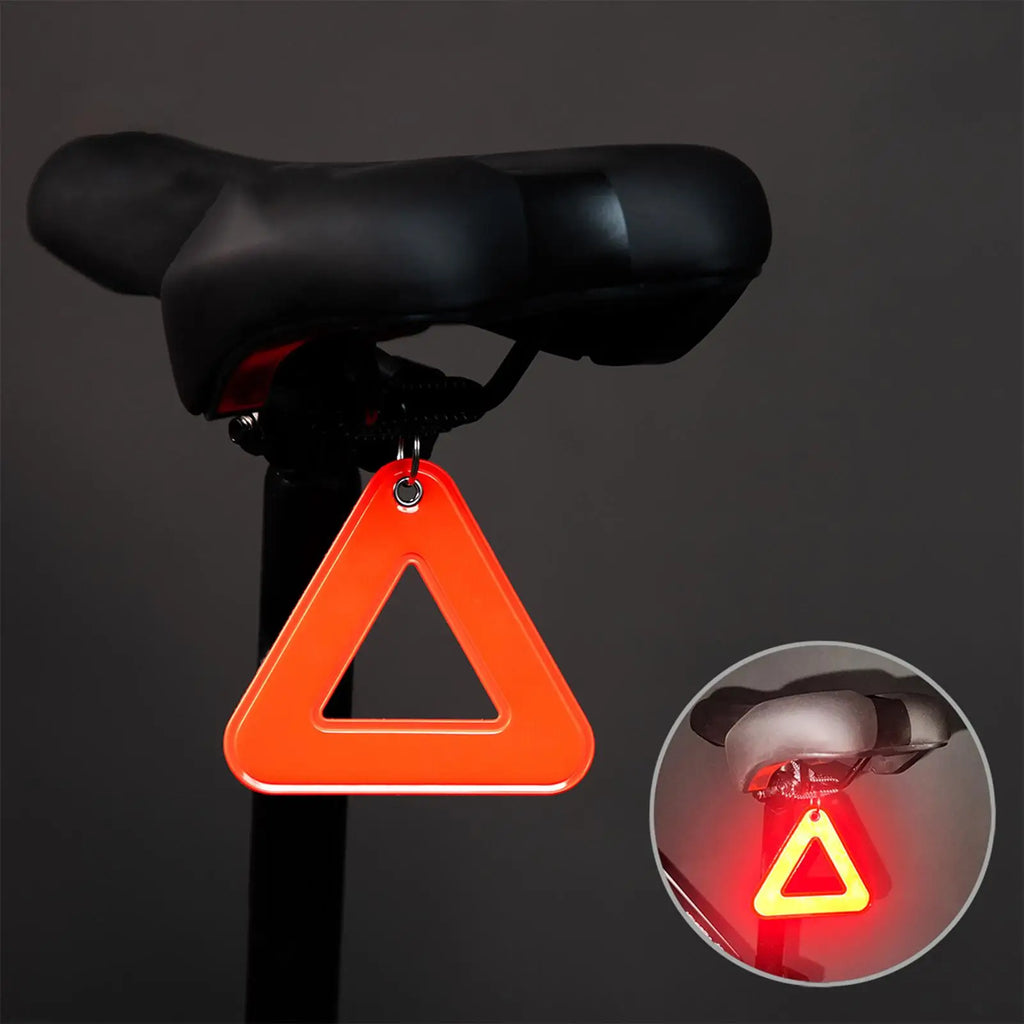 1PC Reflective Signs Triangle Signs Safety Warning For Bicycle Hanging Tag W Elastic Cord Bike Night Visible Riding Safety Oasis Select