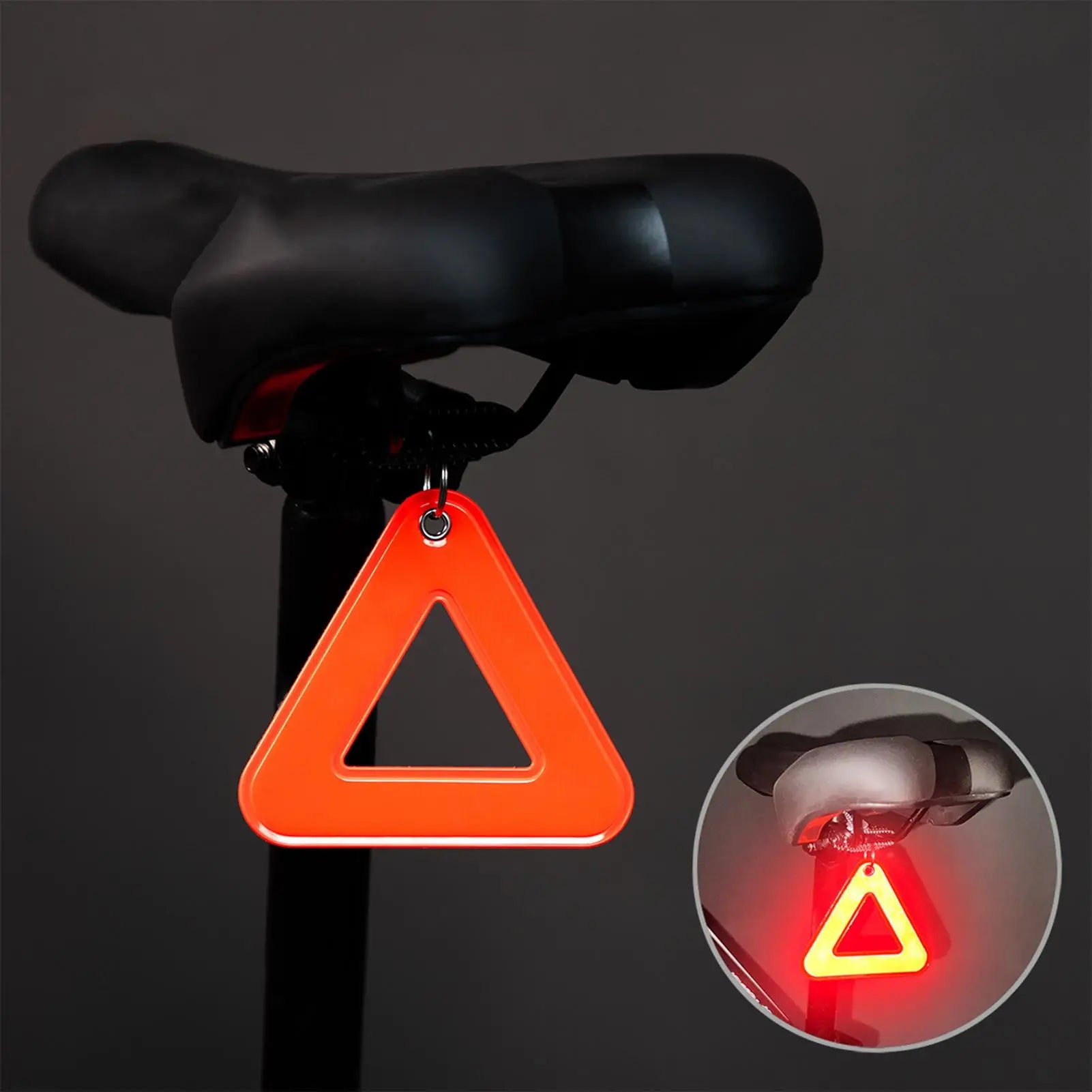 1PC Reflective Signs Triangle Signs Safety Warning For Bicycle Hanging Tag W Elastic Cord Bike Night Visible Riding Safety Oasis Select