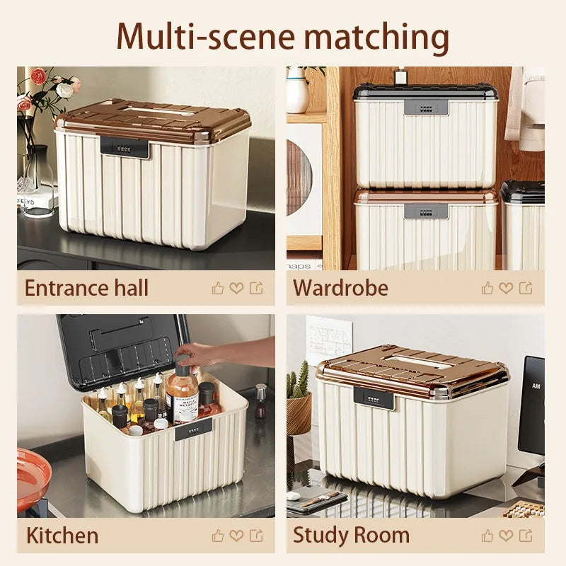 Multifunctional Storage Box Combination Lock Storage Box Jewelry Clothes Cosmetics Organizer Boxes Bedroom Kitchen Organizers Oasis Select