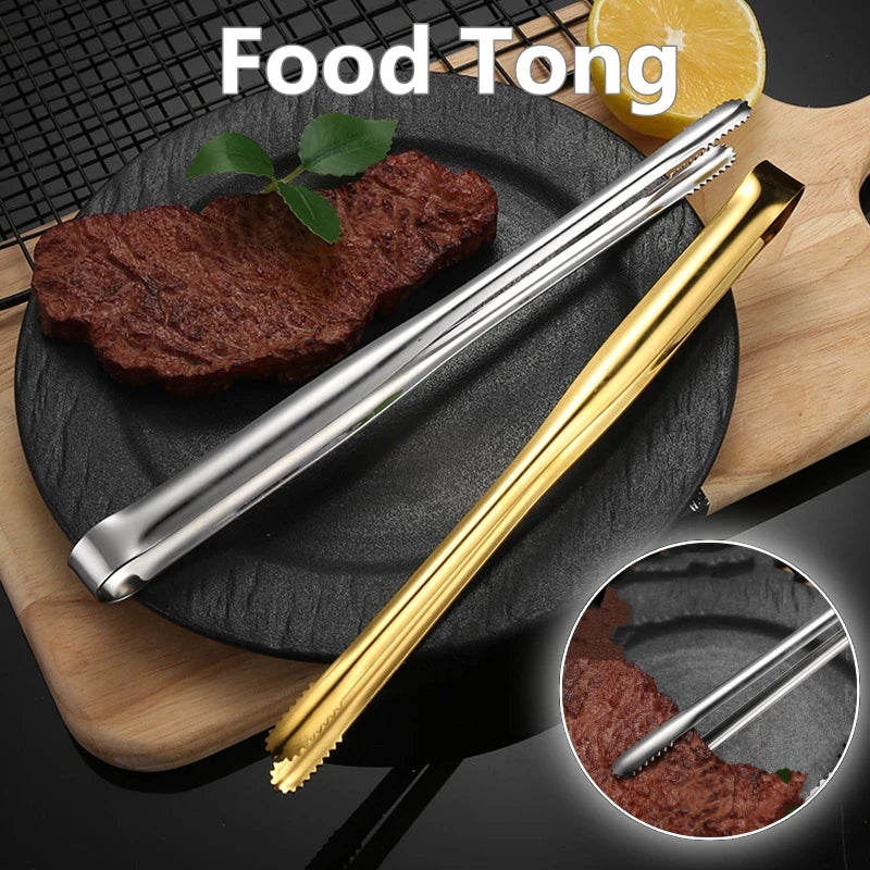 Food Tongs Portable Barbecue Stainless Steel Kitchen Steak Salad Clamp Serving Buffet Clip Cooking BBQ Tweezer Gadgets for Home Oasis Select