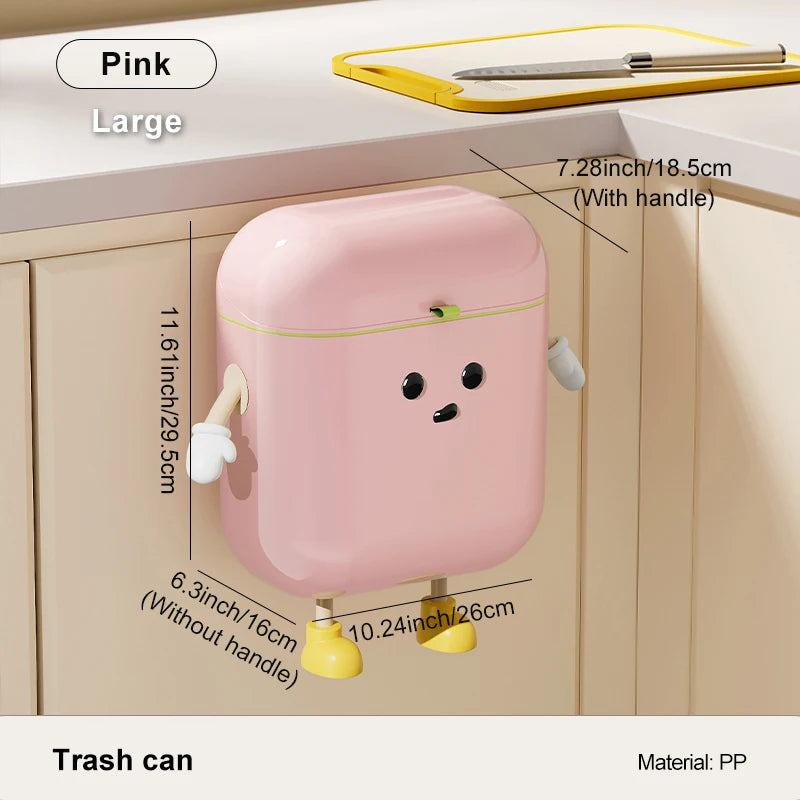 Compost Bin Kitchen for Counter Top or Under Sink, Plastic Hanging Trash Can with Lid, Wall Mounted Garbage Can for Bathroom, Oasis Select Large pink