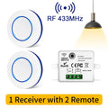 Mini Round Button Wall Switch RF 433MHz Wireless Light Switch 100-240V 10A Relay Receiver Remote Control for Home LED Light Oasis Select 1 Receiver 2 Remote