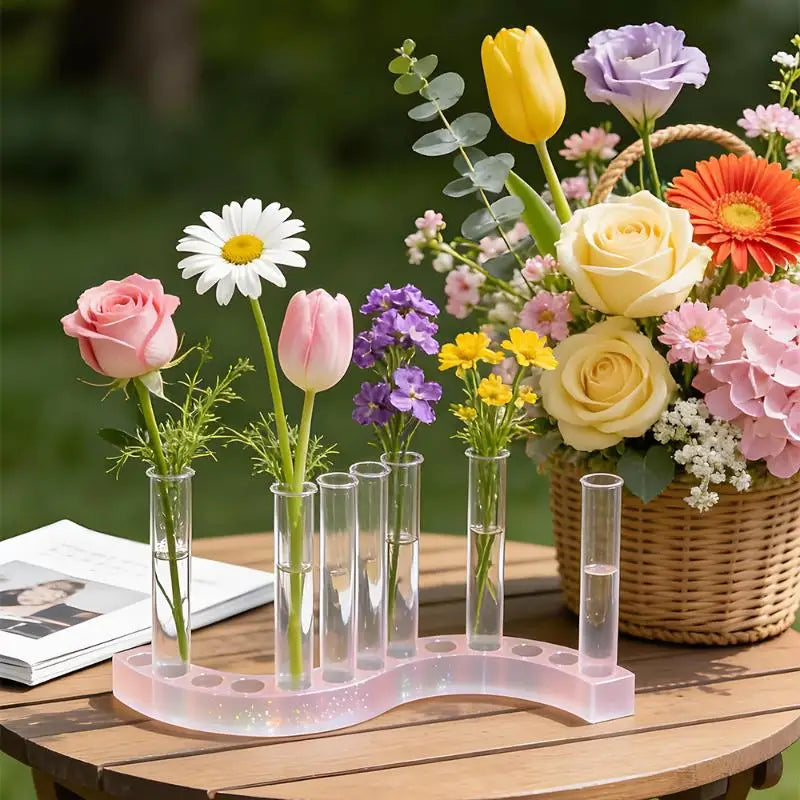 Flower Test Tube Holder Silicone Molds DIY Handmade Vase Tray Epoxy Resin Mould Candlestick Holder Plaster Cement Mold Oasis Select
