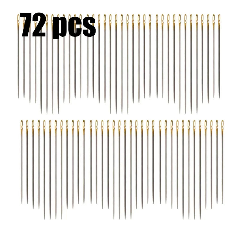 12/24/36pcs Self-Threading Sewing Needles Stainless Steel Quick Blind Threading Needle Stitching Pins DIY Punch Needle Threader Oasis Select 72pcs