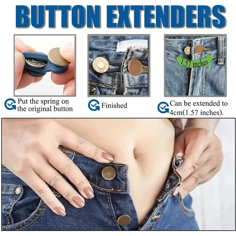 3/6/9pcs Jeans And Pants Button Extenders Universal Wait Expanander For Women And Men Instant Band Extension Solution Oasis Select