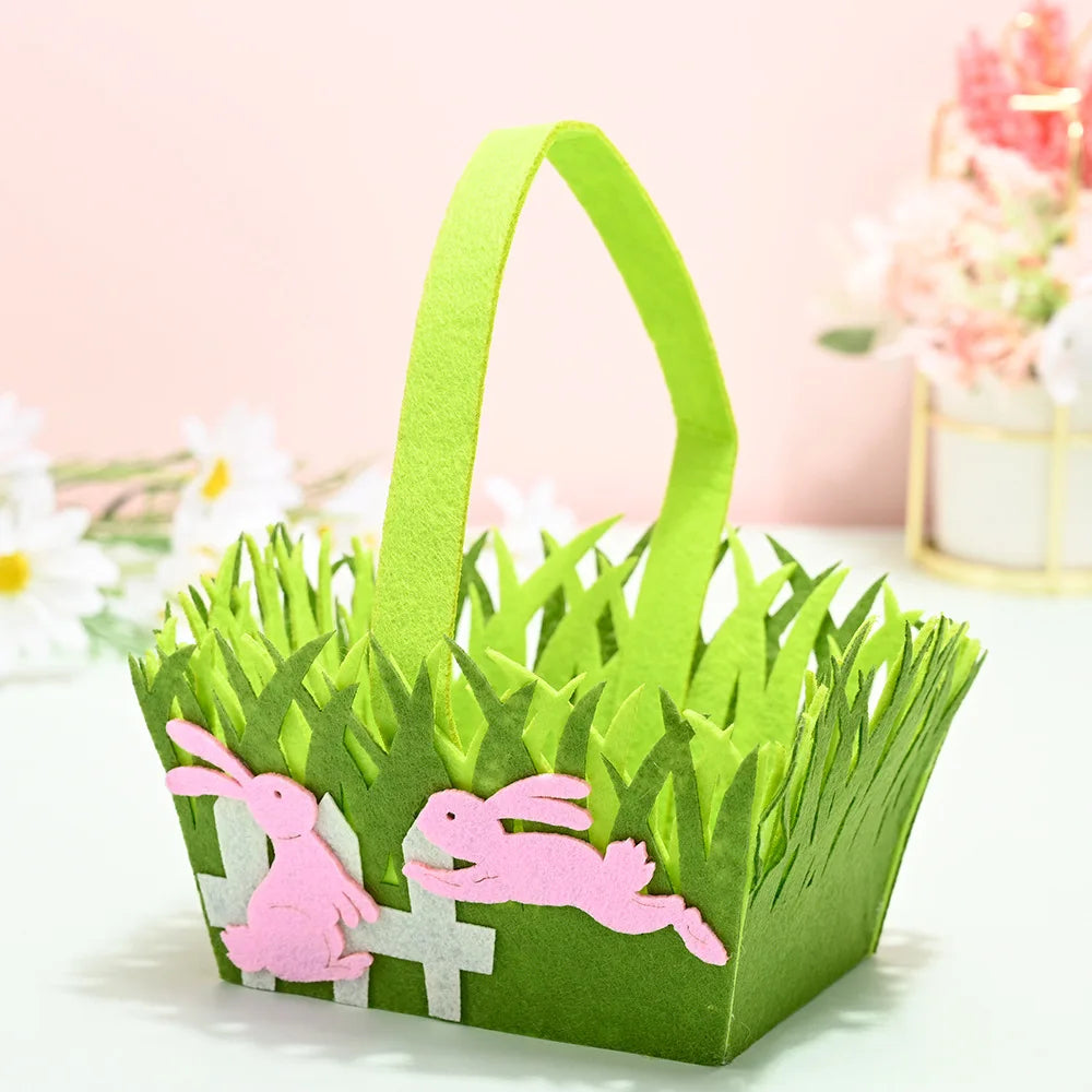 Easter Egg Basket Square Handheld Gift Packaging Bag Felt Kids Cookie Candy Bags Easter Party Birthday Party Favors Gift Decor Oasis Select Style 3 Other
