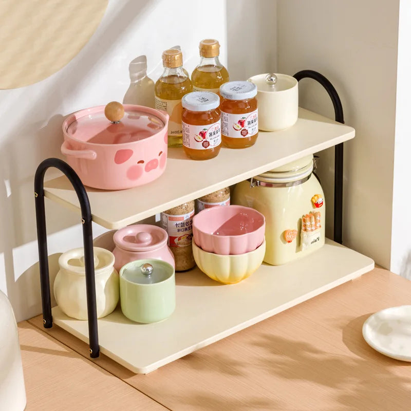 Double-layer kitchen seasoning rack rack household seasoning salt tank multi-functional multi-layer storage rack Oasis Select