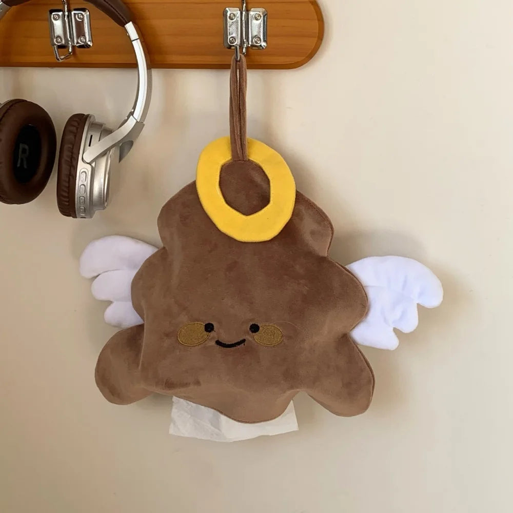 Creative Angel Shaped Hanging Tissue Bag Plush Fabric Paper Box Pouch Tissue Holder Baby Wet Wipes Box Holder For Home Kitchen Oasis Select