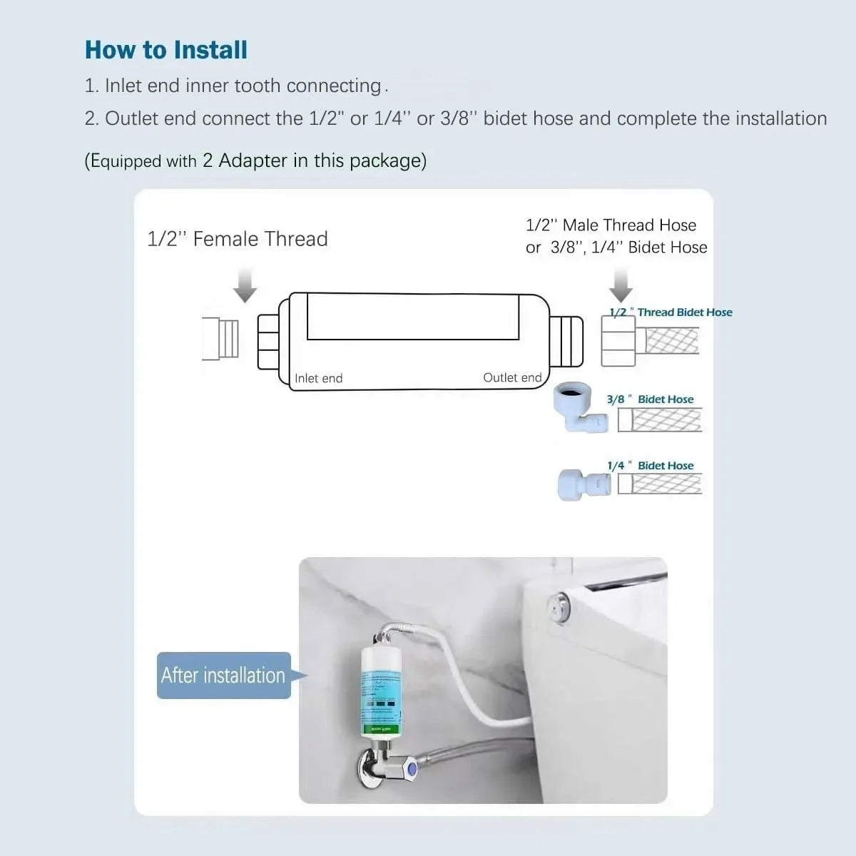 Intelligent toilet filter Pre filter at the inlet of the body cleaner One/Two piece set 1/2 "1/4" 3/8 "Bidet water connector Oasis Select