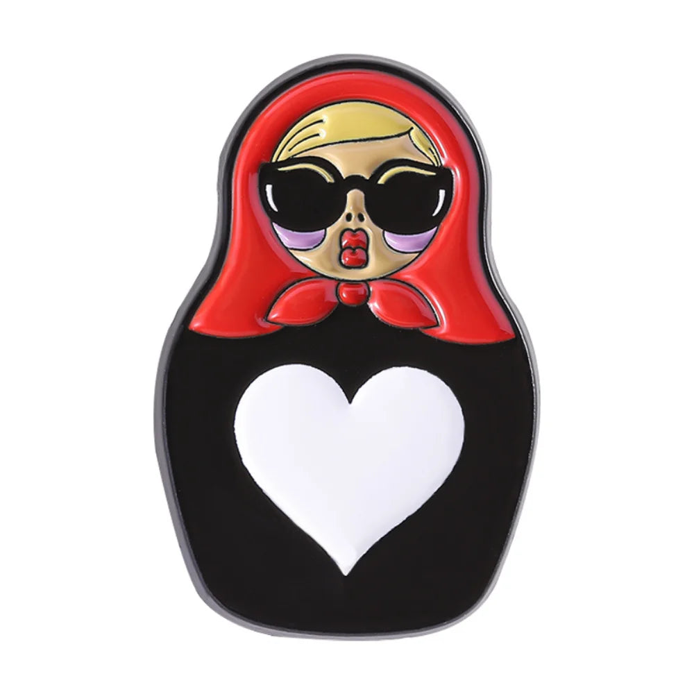 Russian Cultural Costume Collected Enamel Pin Classic Russian Nesting Doll Metal Brooches Lapel Badge Jewelry Gift for Friends Oasis Select Style 2