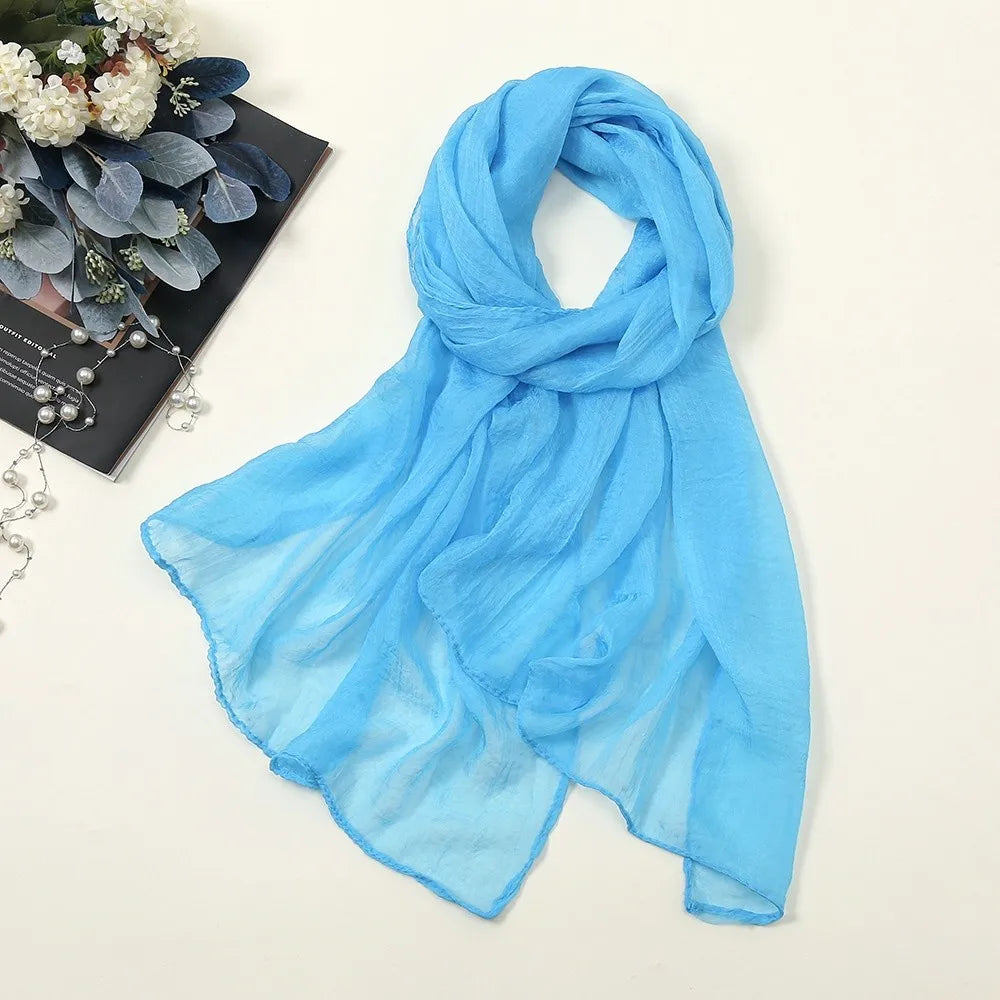 Elegant Solid Color Chiffon Scarf Thin Protection Sunscreen Shawl Soft Long Female Wrap Shawls Summer Oasis Select
