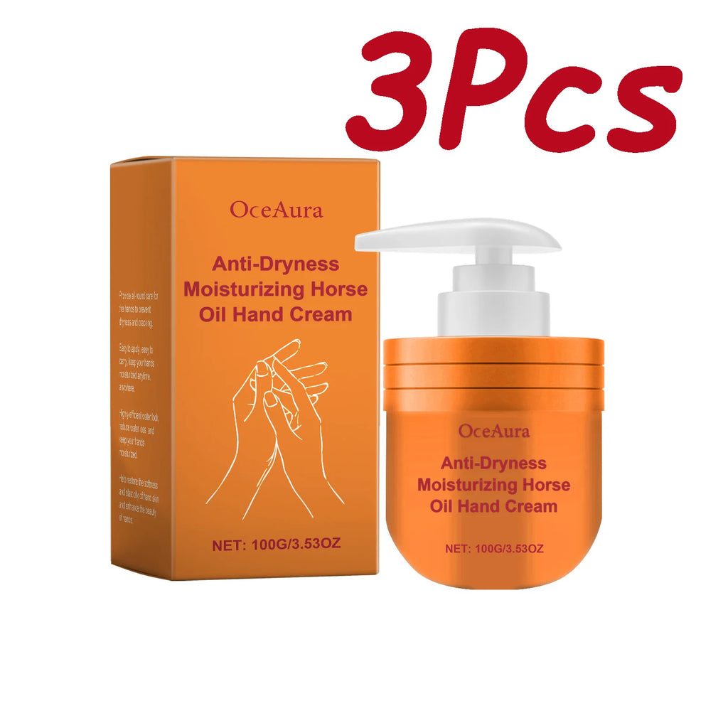 Moisturizing Horse Oil Hand Cream Anti Chapping Hydrating Soften Anti Cracked Soothing Dry Rough Nourishing Brighten Hand Care Oasis Select 3 x 100g Boxed