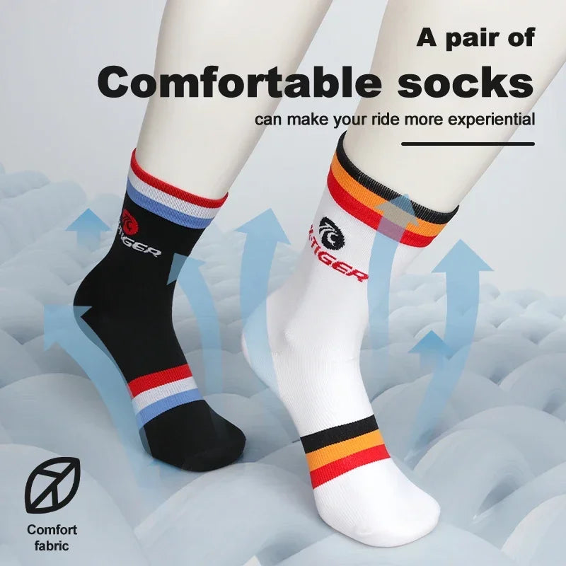 X-TIGER Cycling Sports Socks Black White Bicycle Socks for Men Women Outdoor Wear-Resistant Professional Racing Running Socks Oasis Select
