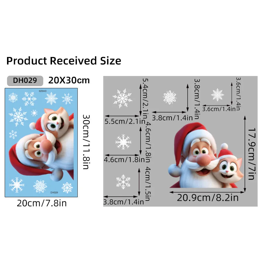 2026 Christmas New Santa Claus Snowman Spanish and German Holiday Greetings Window Display Static Window Stickers Oasis Select DH029