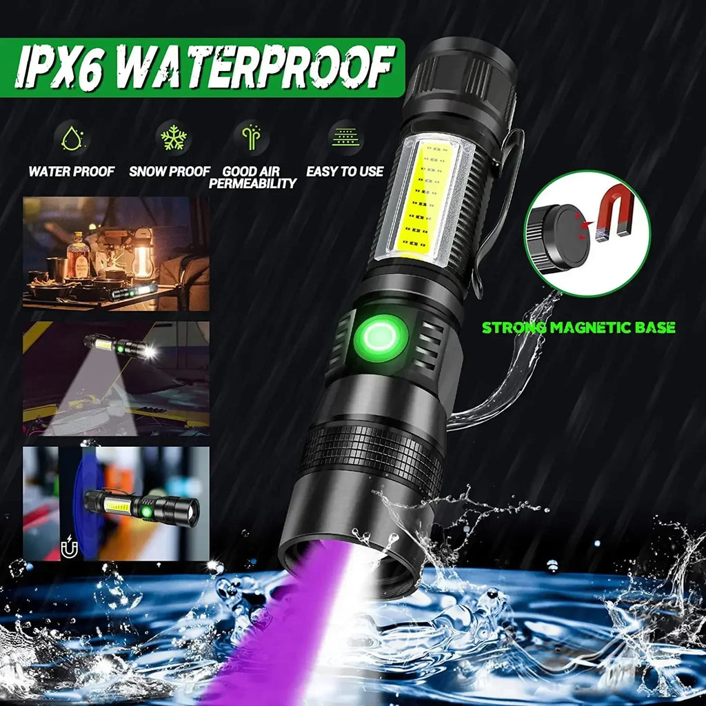 UV Light High Power Led Flashlight USB Rechargeable Camping Lantern Pets Urine Stains Black Light Led Ultraviolet Torch Lamp Oasis Select