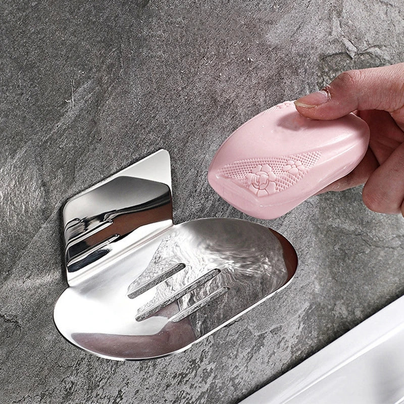 Stainless Steel Shower Soap Holder No Drilling Wall Mounted Soap Dish Sponge Storage Rack Shampoo Tray for Bathroom Organizers Oasis Select