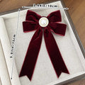 Retro Pearl Velvet Bow Hair Clip – Elegant Women's Hairpin