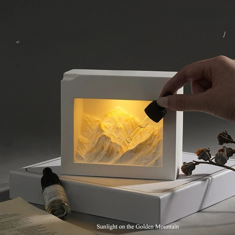 USB Aroma Diffuser Snow Mountain Stone Essential Oil Diffuser Aromatherapy Gift Box with 3 Color LED Light Home Fragrance Oasis Select