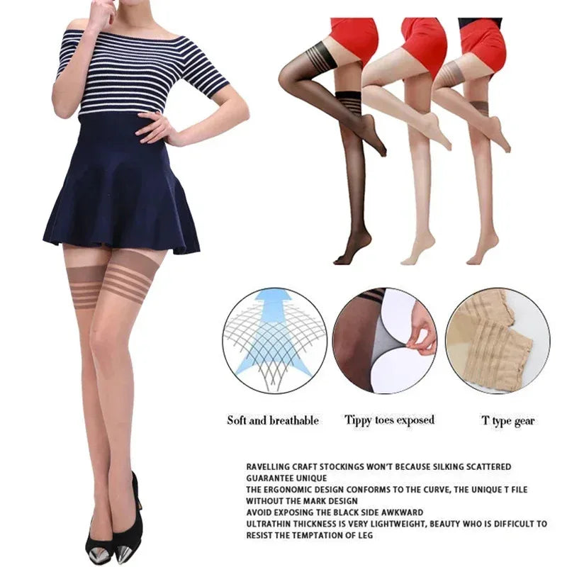 1/2/3pairs Sexy Women Thigh High Socks Lingerie Striped Nylon Long Socks Thigh High Stockings Female Hosiery Knee High Socks Oasis Select