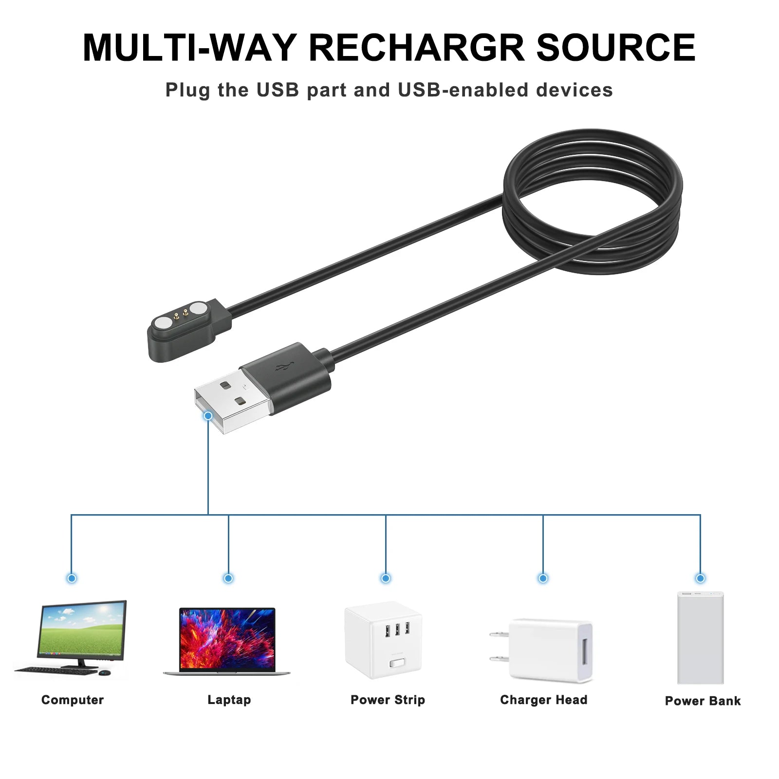 Smart Watch Charger Cable – Willful, Wyze, Letsfit, Umidigi Smartwatch Charger Cable Oasis Select